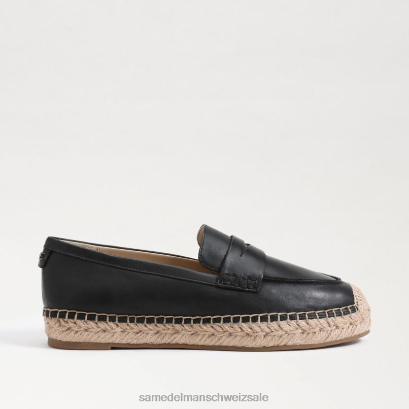 CH Sam Edelman Frauen Flache Espadrille-Loafer von Kai schwarzes Leder X2J86202 Schuhwerk
