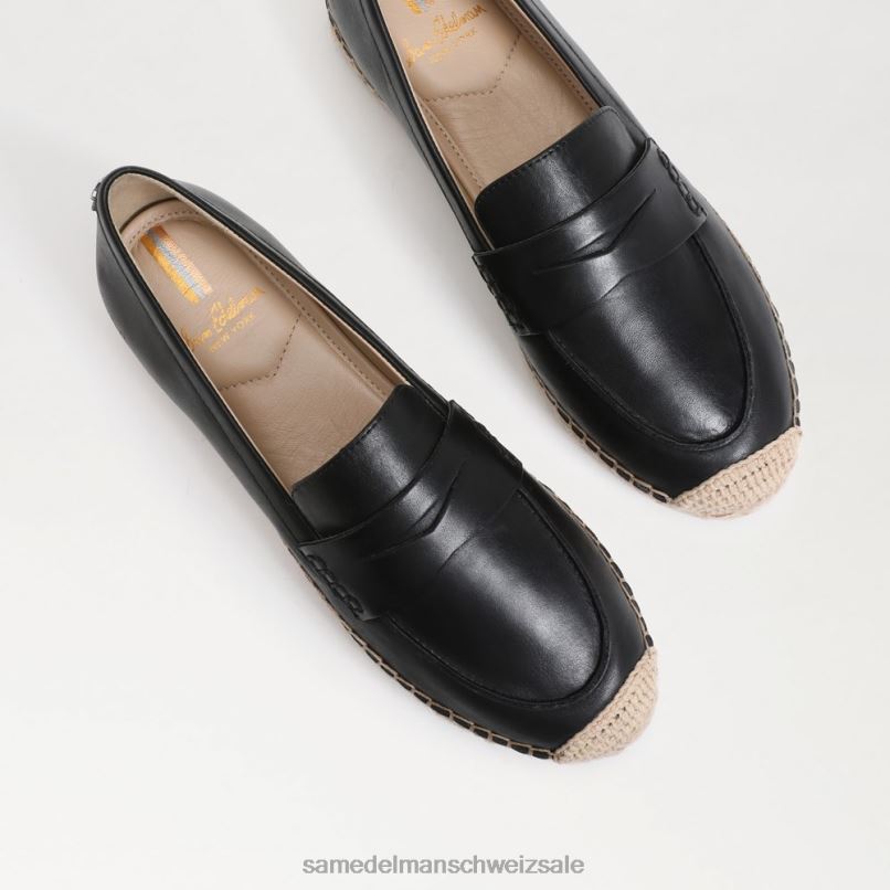 CH Sam Edelman Frauen Flache Espadrille-Loafer von Kai schwarzes Leder X2J86202 Schuhwerk