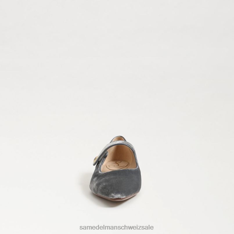 CH Sam Edelman Frauen Jene Mary Jane spitze Zehenpartie flach rauchblauer Samt X2J86541 Schuhwerk