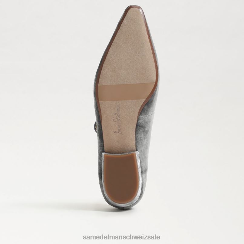 CH Sam Edelman Frauen Jene Mary Jane spitze Zehenpartie flach rauchblauer Samt X2J86541 Schuhwerk