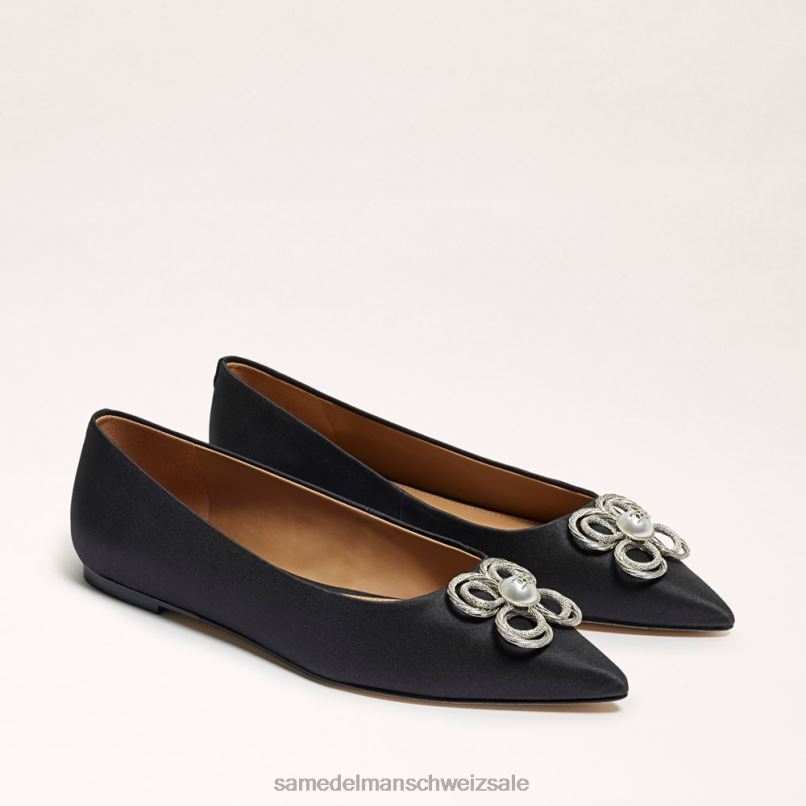 CH Sam Edelman Frauen Wanda Tour spitze Zehenpartie flach schwarzer Stoff X2J86271 Schuhwerk