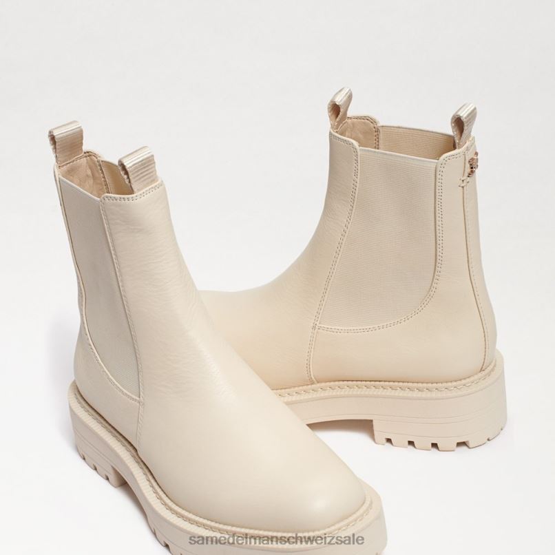 CH Sam Edelman Frauen Laguna Chelsea-Stiefel modernes elfenbeinfarbenes Leder X2J86458 Schuhwerk