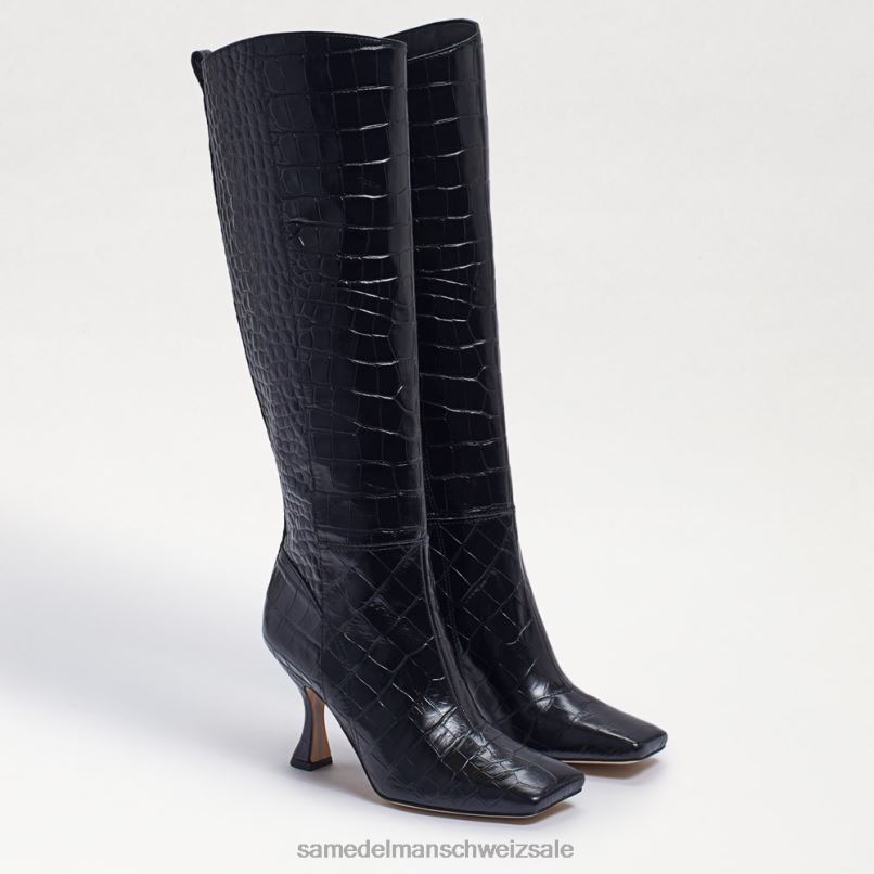 CH Sam Edelman Frauen Adi kniehoher Stiefel schwarzes Krokodil X2J86870 Schuhwerk