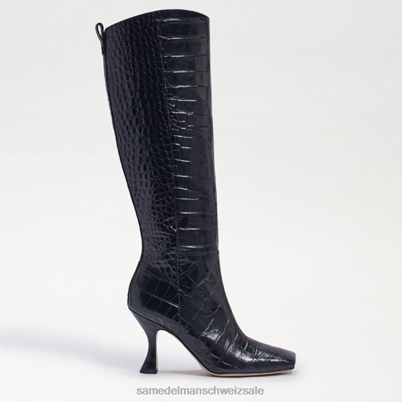 CH Sam Edelman Frauen Adi kniehoher Stiefel schwarzes Krokodil X2J86870 Schuhwerk