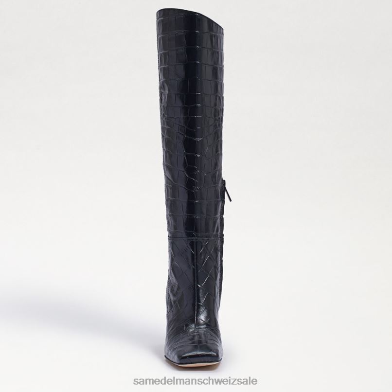 CH Sam Edelman Frauen Adi kniehoher Stiefel schwarzes Krokodil X2J86870 Schuhwerk