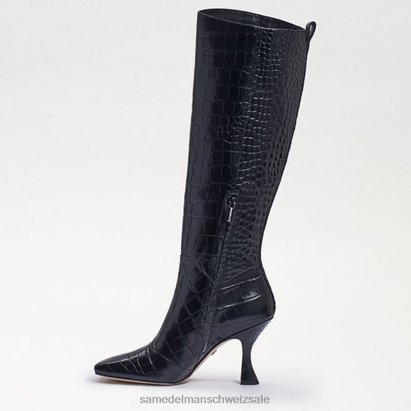 CH Sam Edelman Frauen Adi kniehoher Stiefel schwarzes Krokodil X2J86870 Schuhwerk