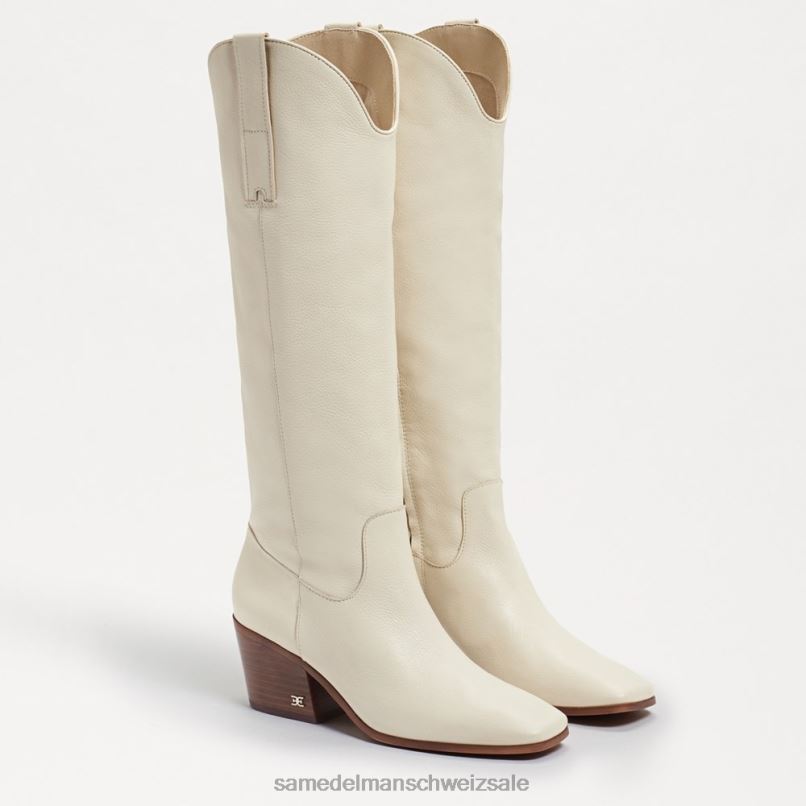 CH Sam Edelman Frauen Britten Westernstiefel modernes elfenbeinfarbenes Leder X2J86814 Schuhwerk