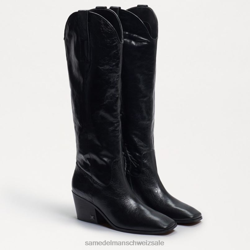 CH Sam Edelman Frauen Britten Westernstiefel schwarzes Leder X2J86815 Schuhwerk