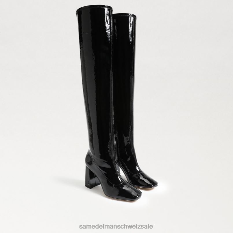 CH Sam Edelman Frauen Cosette hoher Stiefel schwarzes Lackleder X2J86746 Schuhwerk