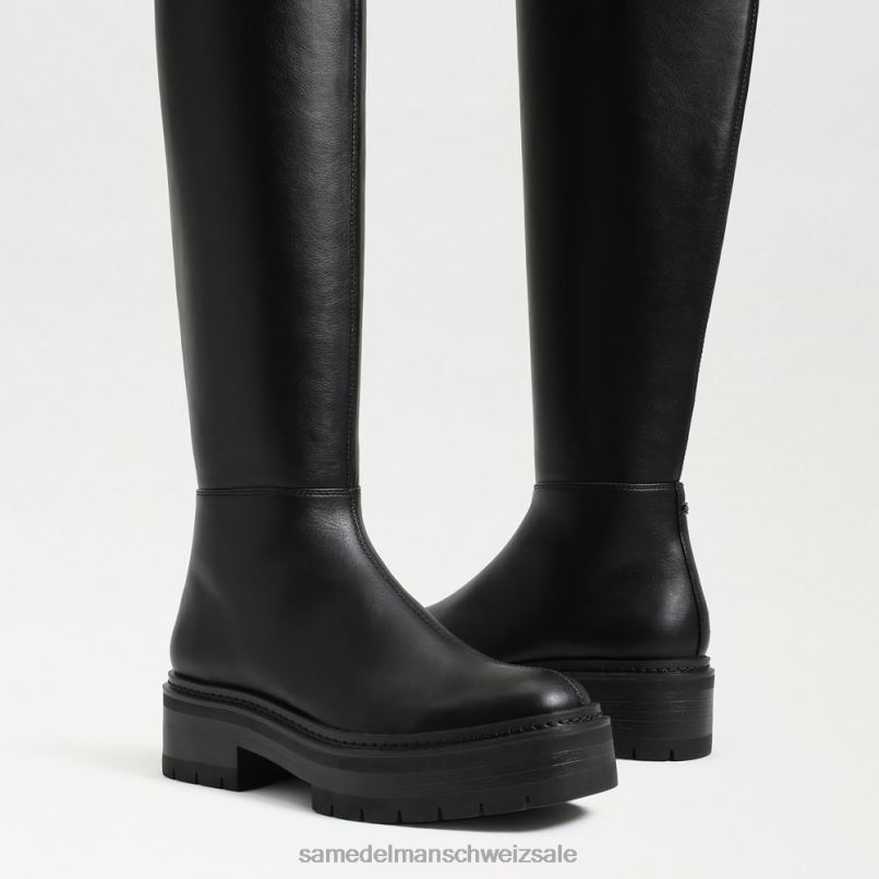 CH Sam Edelman Frauen Lydia Overknee-Stiefel schwarzes Leder X2J86879 Schuhwerk