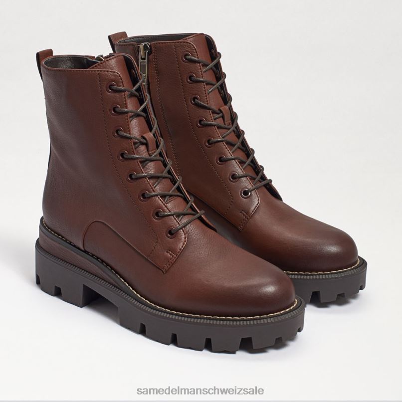 CH Sam Edelman Frauen Kampfstiefel mit Mansarden-Plateau dunkelbraun X2J86627 Schuhwerk