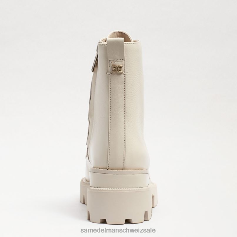 CH Sam Edelman Frauen Kampfstiefel mit Mansarden-Plateau modernes elfenbeinfarbenes Leder X2J86625 Schuhwerk
