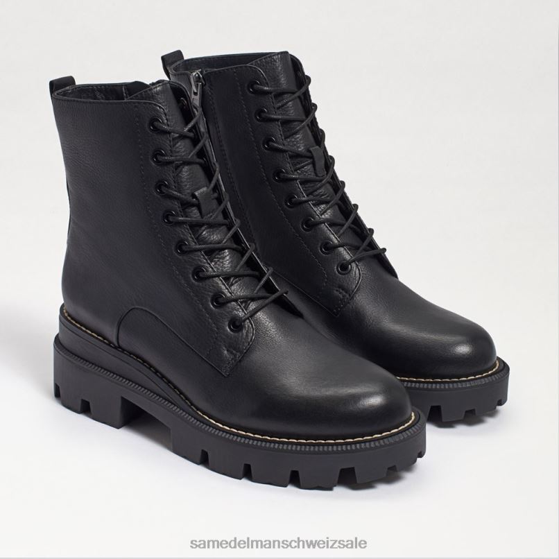 CH Sam Edelman Frauen Kampfstiefel mit Mansarden-Plateau schwarzes Leder X2J86626 Schuhwerk