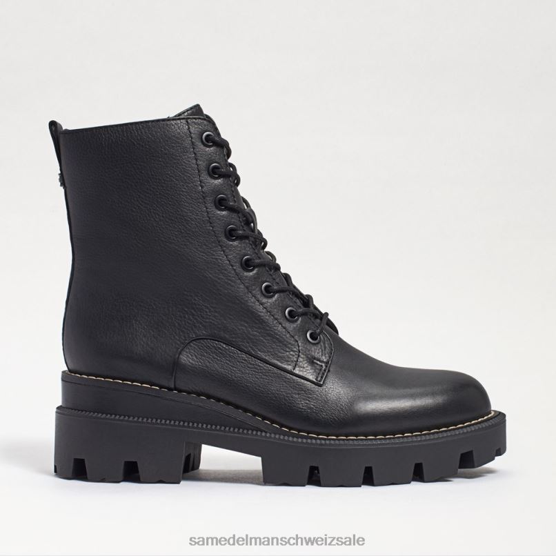 CH Sam Edelman Frauen Kampfstiefel mit Mansarden-Plateau schwarzes Leder X2J86626 Schuhwerk