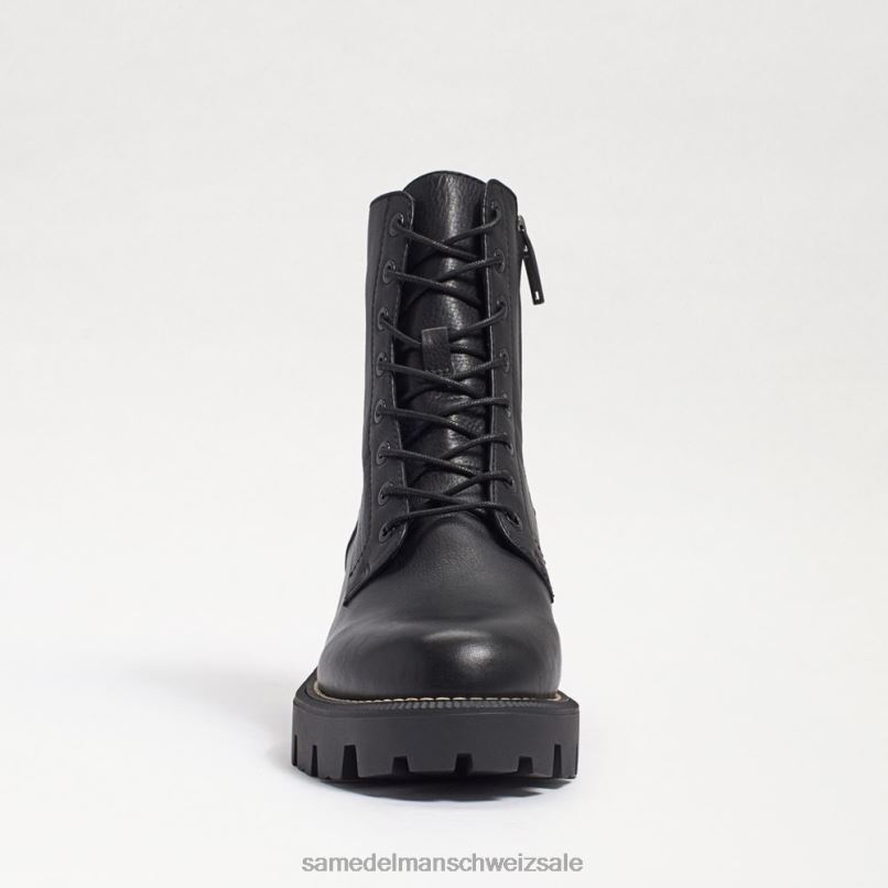 CH Sam Edelman Frauen Kampfstiefel mit Mansarden-Plateau schwarzes Leder X2J86626 Schuhwerk