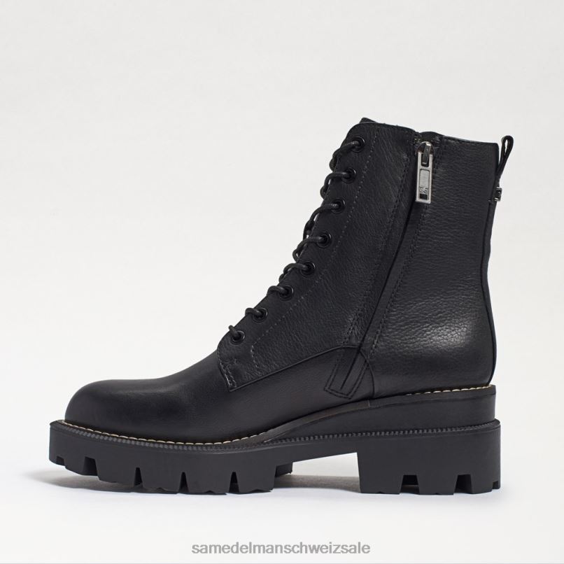 CH Sam Edelman Frauen Kampfstiefel mit Mansarden-Plateau schwarzes Leder X2J86626 Schuhwerk