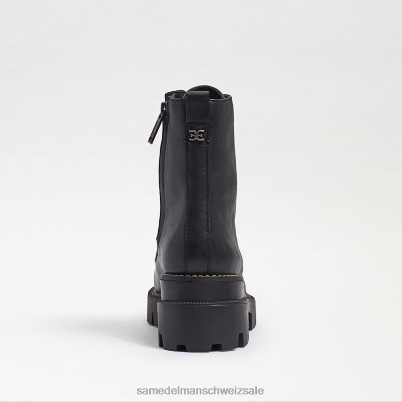 CH Sam Edelman Frauen Kampfstiefel mit Mansarden-Plateau schwarzes Leder X2J86626 Schuhwerk