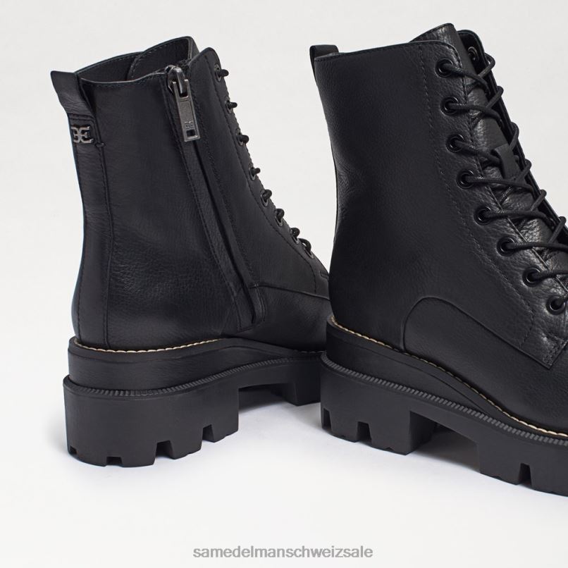 CH Sam Edelman Frauen Kampfstiefel mit Mansarden-Plateau schwarzes Leder X2J86626 Schuhwerk