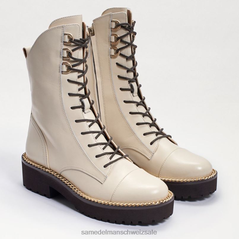 CH Sam Edelman Frauen Lenley-Kampfstiefel modernes elfenbeinfarbenes Leder X2J86869 Schuhwerk