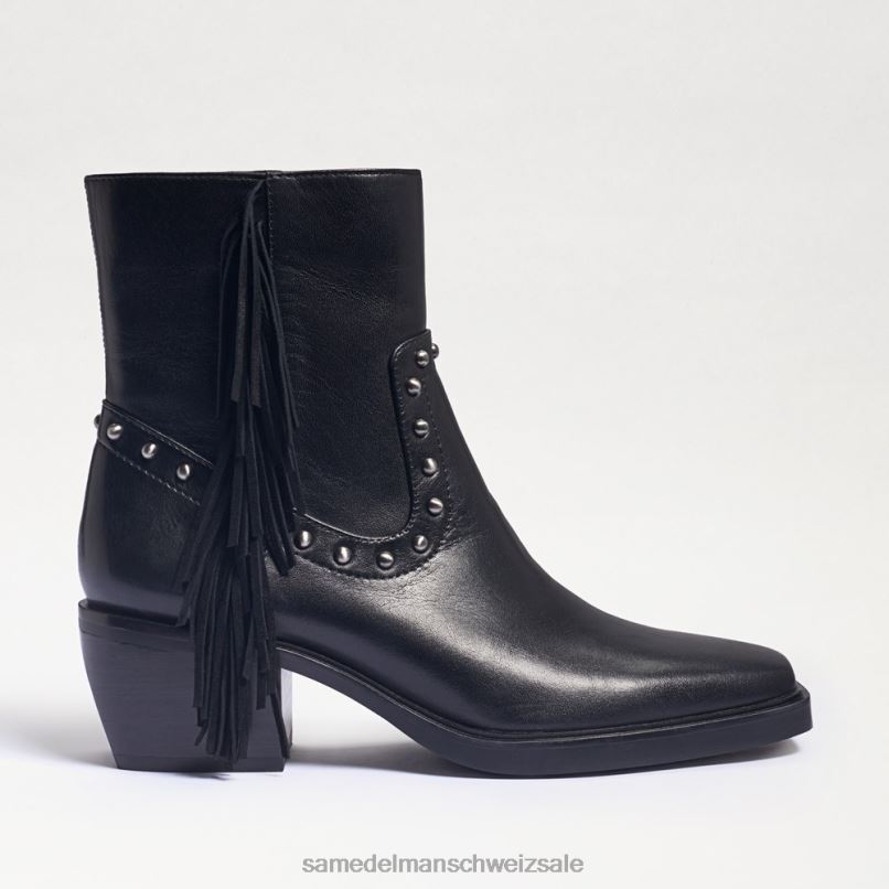CH Sam Edelman Frauen Bernie Fransenstiefelette schwarzes Leder X2J86731 Schuhwerk