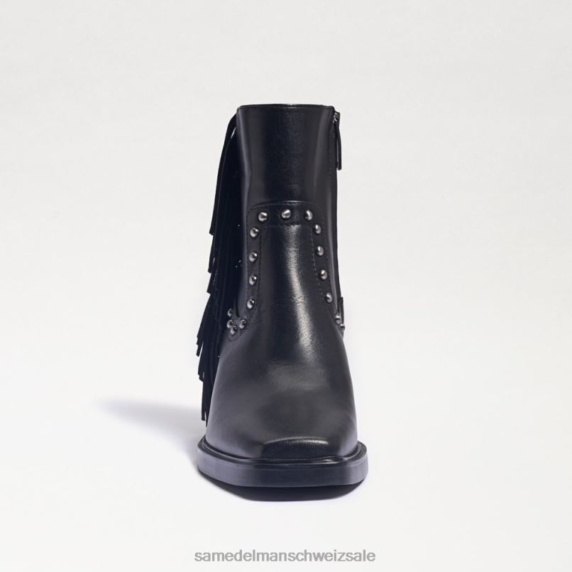 CH Sam Edelman Frauen Bernie Fransenstiefelette schwarzes Leder X2J86731 Schuhwerk