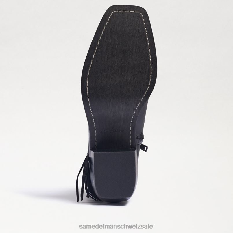 CH Sam Edelman Frauen Bernie Fransenstiefelette schwarzes Leder X2J86731 Schuhwerk