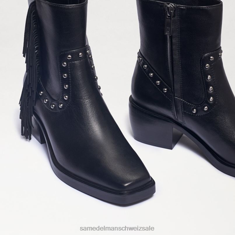 CH Sam Edelman Frauen Bernie Fransenstiefelette schwarzes Leder X2J86731 Schuhwerk