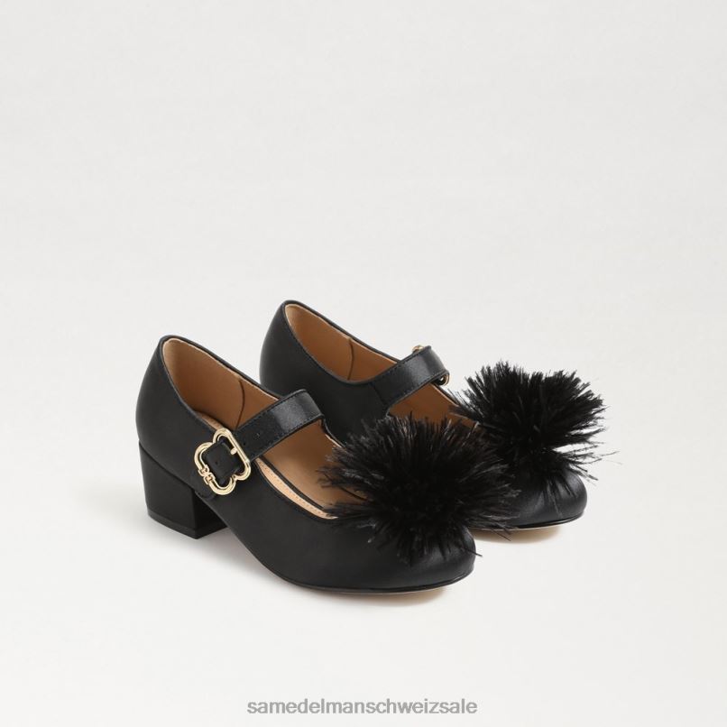 CH Sam Edelman Kinder Talia Mary Jane mit Blockabsatz schwarzes Leder X2J861046 Schuhwerk