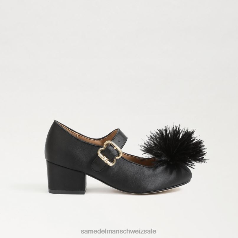 CH Sam Edelman Kinder Talia Mary Jane mit Blockabsatz schwarzes Leder X2J861046 Schuhwerk