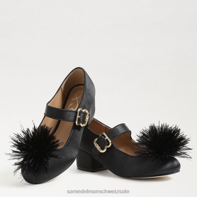 CH Sam Edelman Kinder Talia Mary Jane mit Blockabsatz schwarzes Leder X2J861046 Schuhwerk