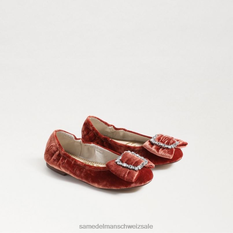 CH Sam Edelman Kinder Ballerinas von Farah Canyon-Orange-Samt X2J861058 Schuhwerk