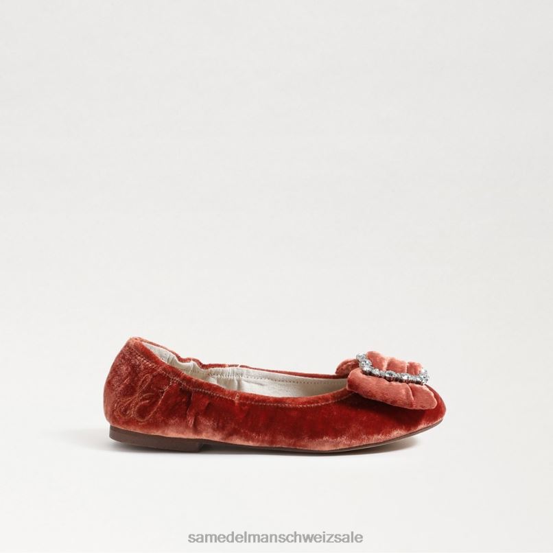 CH Sam Edelman Kinder Ballerinas von Farah Canyon-Orange-Samt X2J861058 Schuhwerk