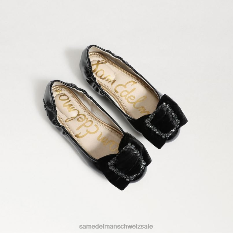 CH Sam Edelman Kinder Ballerinas von Farah schwarzer Samt X2J861055 Schuhwerk