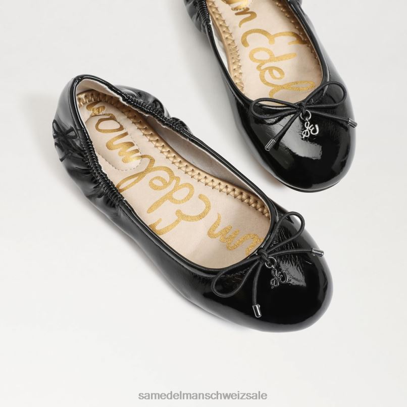 CH Sam Edelman Kinder Ballerinas von Felicia schwarzes Lackleder X2J86998 Schuhwerk
