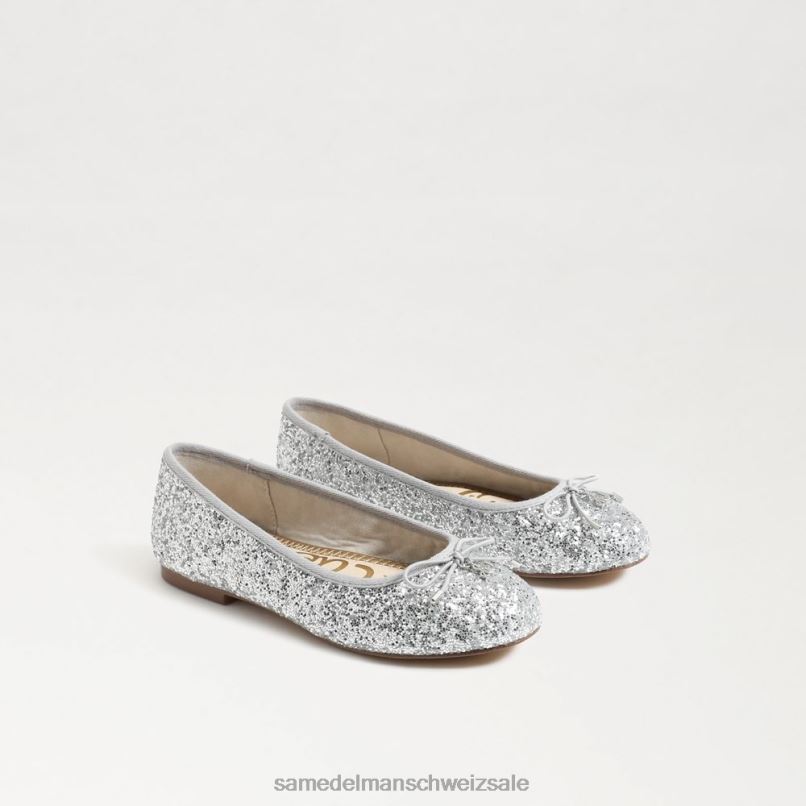 CH Sam Edelman Kinder Ballerinas von Felicia weiches Silber X2J86997 Schuhwerk
