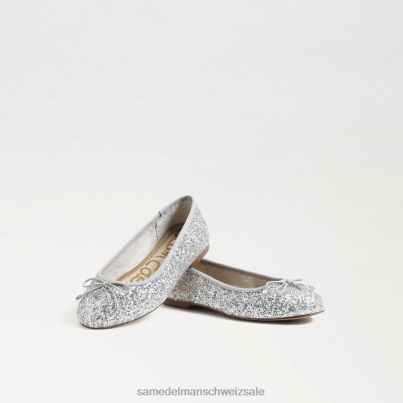 CH Sam Edelman Kinder Ballerinas von Felicia weiches Silber X2J86997 Schuhwerk