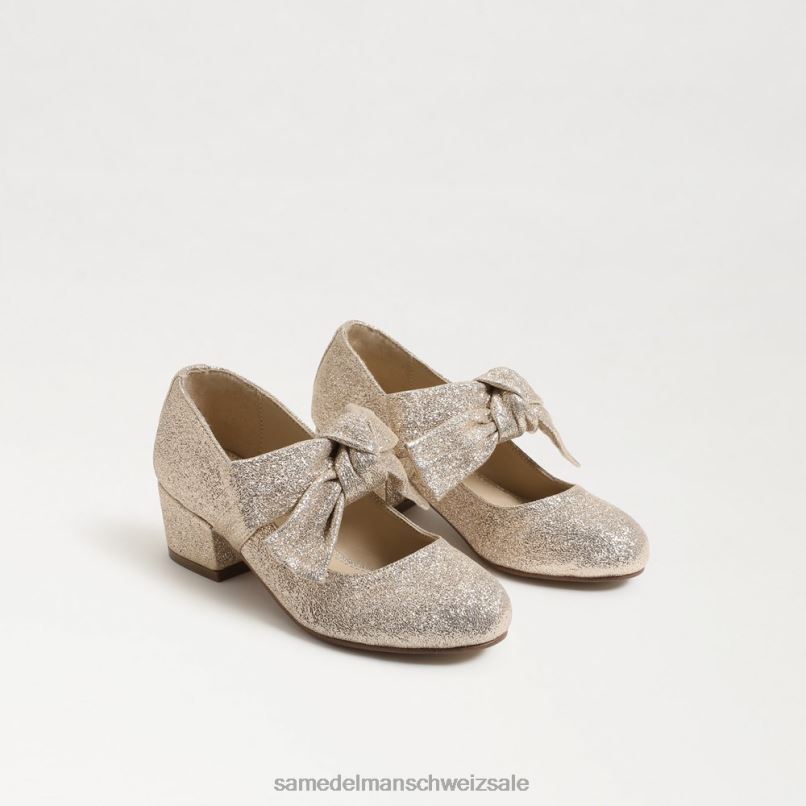 CH Sam Edelman Kinder Teddy-Blockabsatz Mary Jane Gold Blatt X2J86934 Schuhwerk