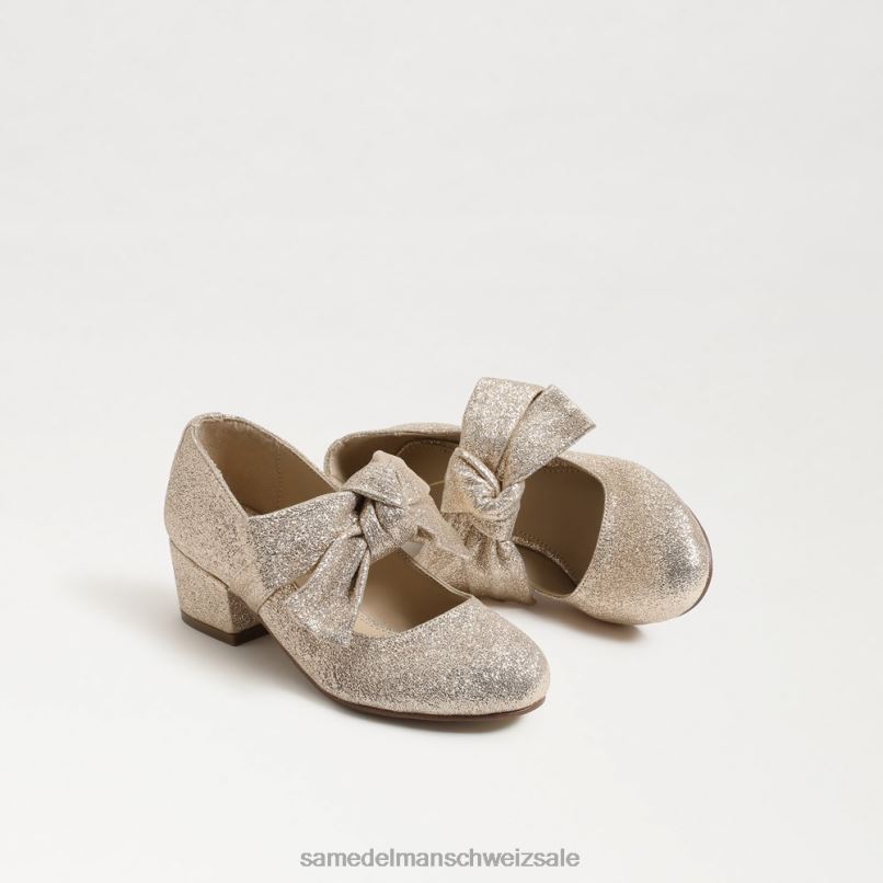 CH Sam Edelman Kinder Teddy-Blockabsatz Mary Jane Gold Blatt X2J86934 Schuhwerk