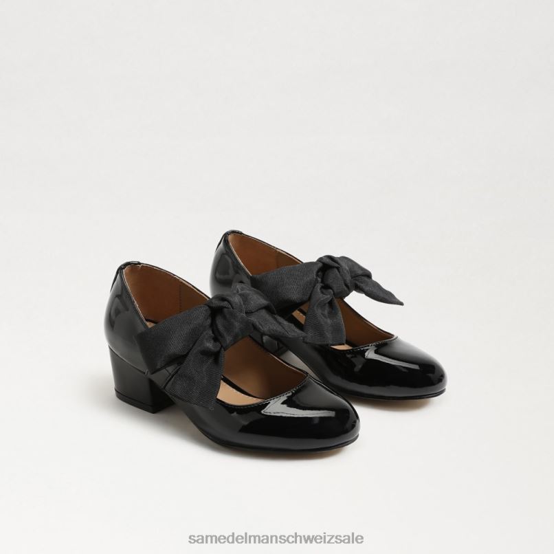 CH Sam Edelman Kinder Teddy-Blockabsatz Mary Jane schwarzes Lackleder X2J86935 Schuhwerk