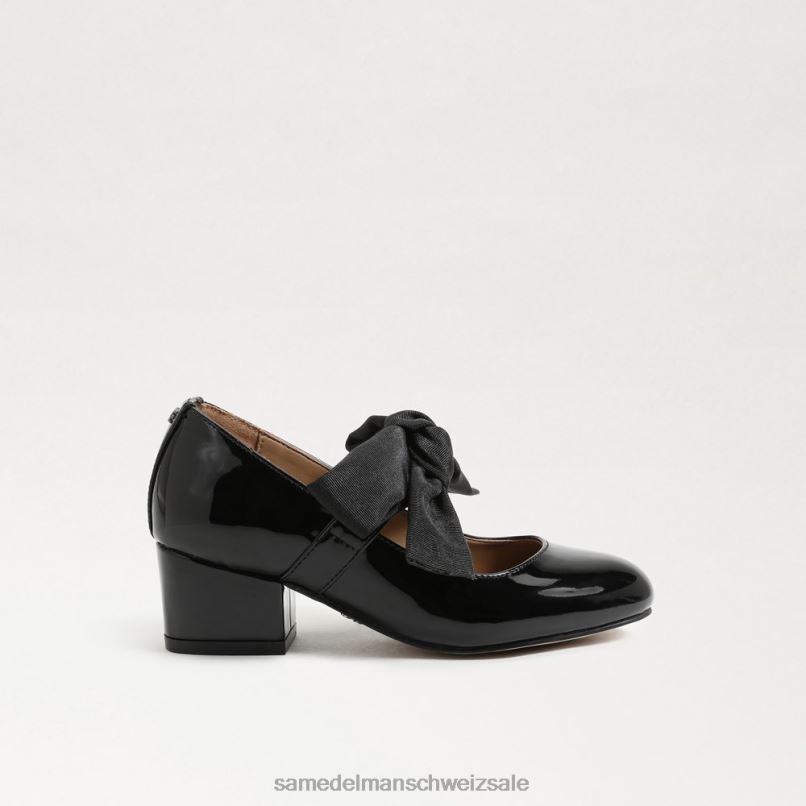 CH Sam Edelman Kinder Teddy-Blockabsatz Mary Jane schwarzes Lackleder X2J86935 Schuhwerk