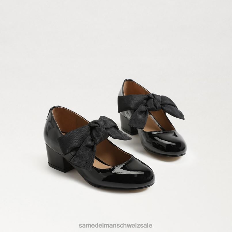 CH Sam Edelman Kinder Teddy-Blockabsatz Mary Jane schwarzes Lackleder X2J86935 Schuhwerk