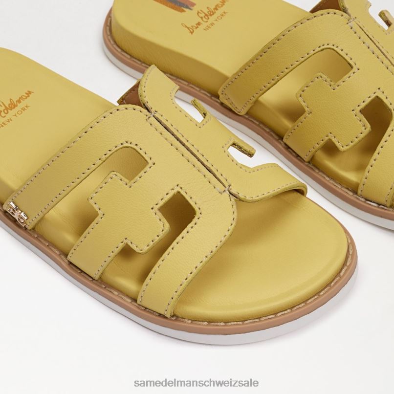 CH Sam Edelman Kinder Valeri Slide-Sandale buttergelbes Leder X2J861048 Schuhwerk