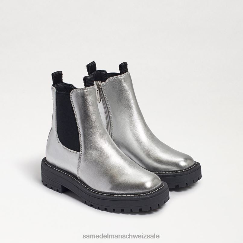 CH Sam Edelman Kinder Laguna Chelsea-Stiefel weiches silbernes Leder X2J86969 Schuhwerk