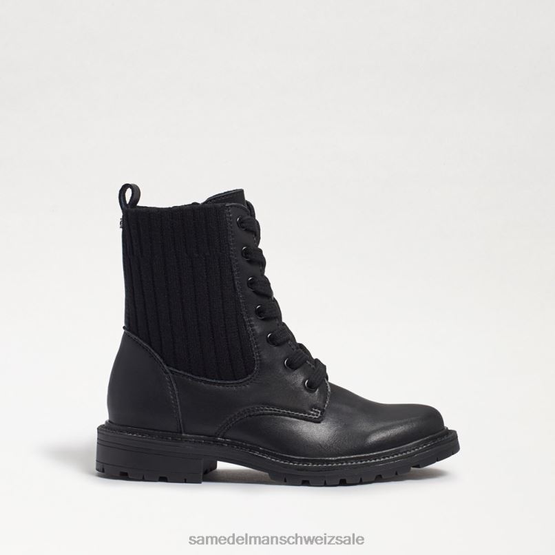 CH Sam Edelman Kinder Lydell-Kampfstiefel schwarzes Leder X2J861010 Schuhwerk