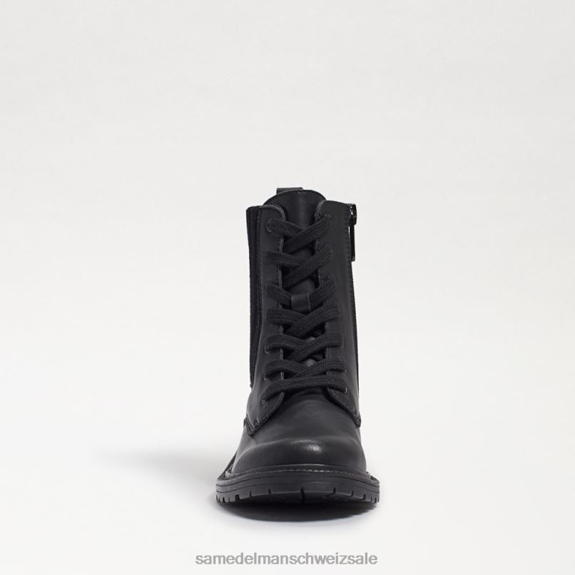 CH Sam Edelman Kinder Lydell-Kampfstiefel schwarzes Leder X2J861010 Schuhwerk