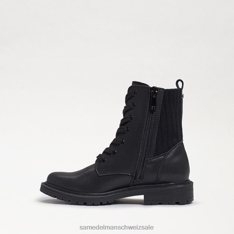 CH Sam Edelman Kinder Lydell-Kampfstiefel schwarzes Leder X2J861010 Schuhwerk