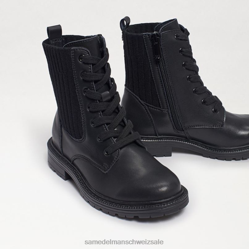 CH Sam Edelman Kinder Lydell-Kampfstiefel schwarzes Leder X2J861010 Schuhwerk