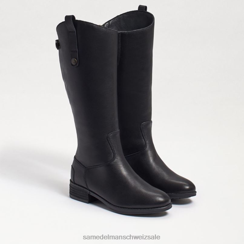 CH Sam Edelman Kinder Penny-Reitstiefel schwarzes Leder X2J861007 Schuhwerk