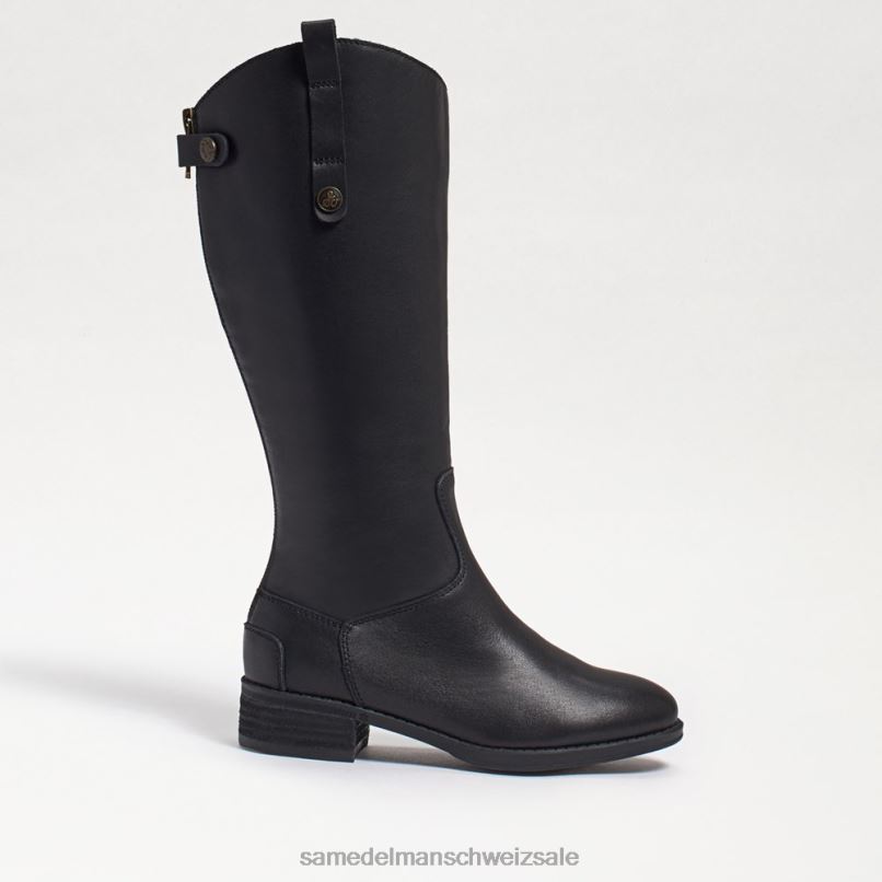 CH Sam Edelman Kinder Penny-Reitstiefel schwarzes Leder X2J861007 Schuhwerk