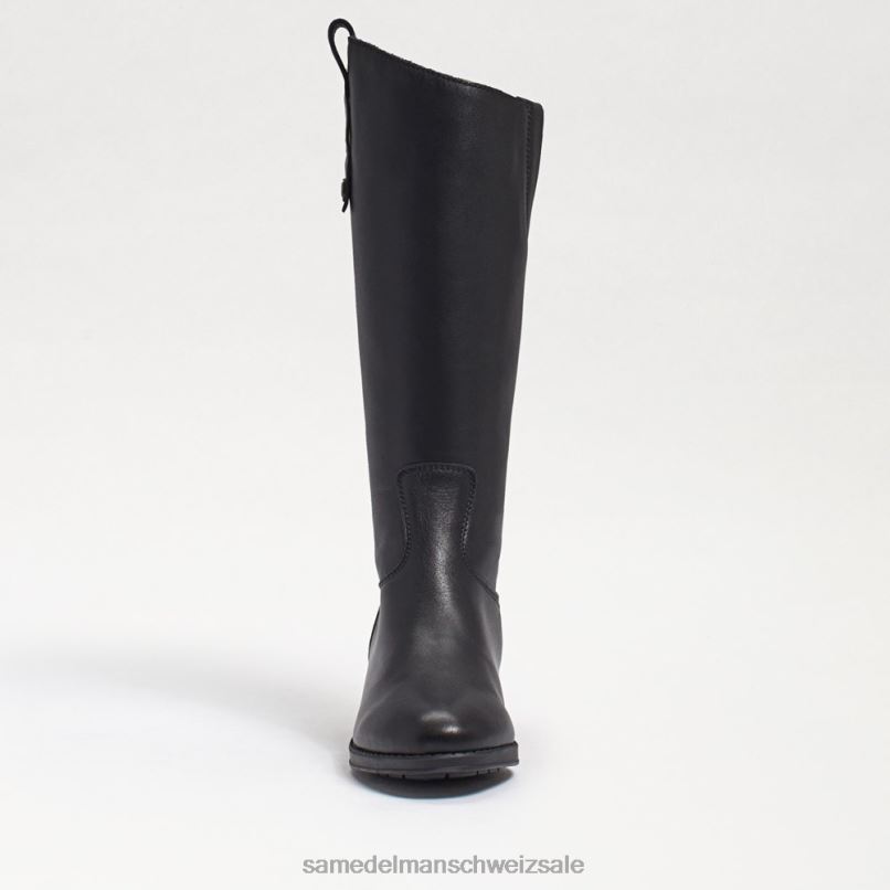 CH Sam Edelman Kinder Penny-Reitstiefel schwarzes Leder X2J861007 Schuhwerk